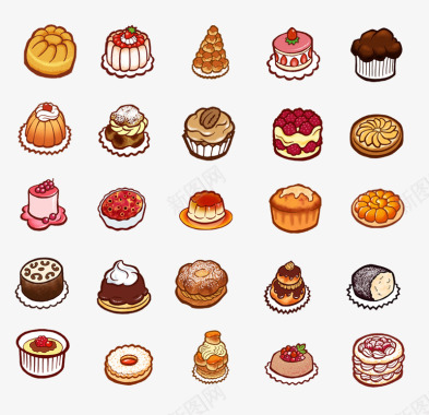 蛋糕矢量圆形蛋糕甜点图标图标
