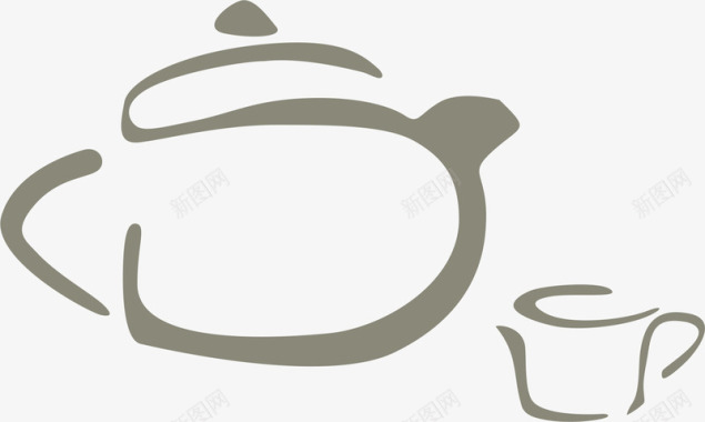 茶壶茶杯素材手绘茶杯矢量图图标图标