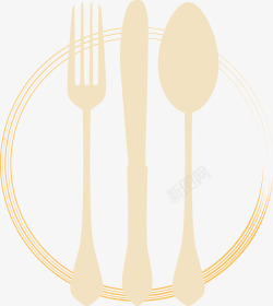 手绘插图西餐用具刀叉勺素材