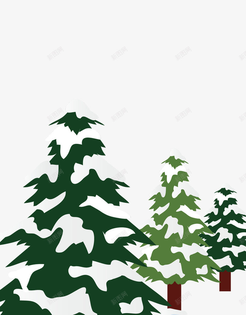 积雪的树木png免抠素材_88icon https://88icon.com 冬天 常青树 海报 海报素材 矢量雪花 积雪 绿树 绿色松柏 雪枝 雪花