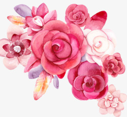 粉色淡雅花朵装饰手绘素材