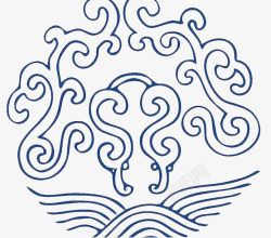 瓷器底纹中国风蓝色手绘水纹高清图片