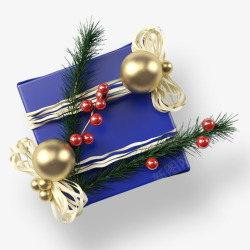 派对圣诞节图片素材一份蓝色的带装饰的礼物高清图片