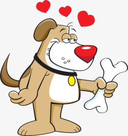 开心的狗狗卡通喜欢骨头的狗狗高清图片