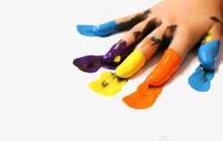 美术老师小孩子玩颜料高清图片