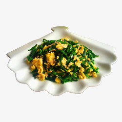 中国传统家常菜贝壳碟韭菜炒鸡蛋高清图片