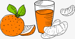 卡通手绘橘子汁橙汁矢量图素材