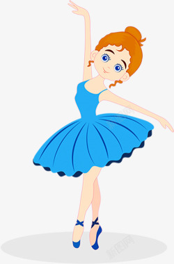 跳舞的蓝色裙子小女孩素材