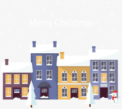 圣诞节下雪的小镇矢量图素材