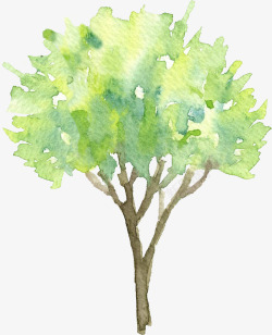 清雅的手绘水彩树素材