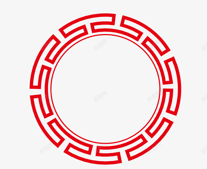 中国红圆形边框png免抠素材_88icon https://88icon.com PNG图片 中国红 中式圆框 圆形 矢量素材 边框