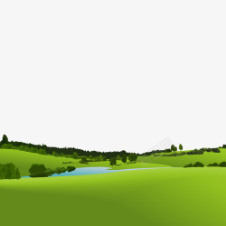 河流绿地风景插画素材