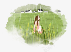 谷雨插图手绘插画谷雨节气小清新装饰插图高清图片