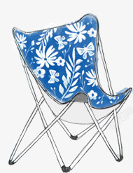 创意合成蓝色的碎花植物椅子素材
