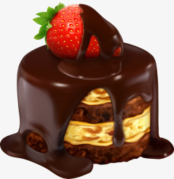 草莓巧克力蛋糕手绘海报背景素材