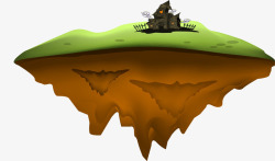 漂浮的悬崖和黑色房子素材