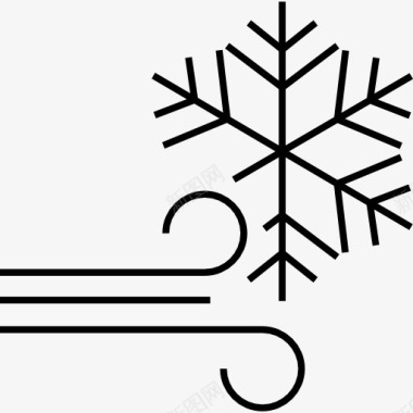 冬天的风雪花和风图标图标