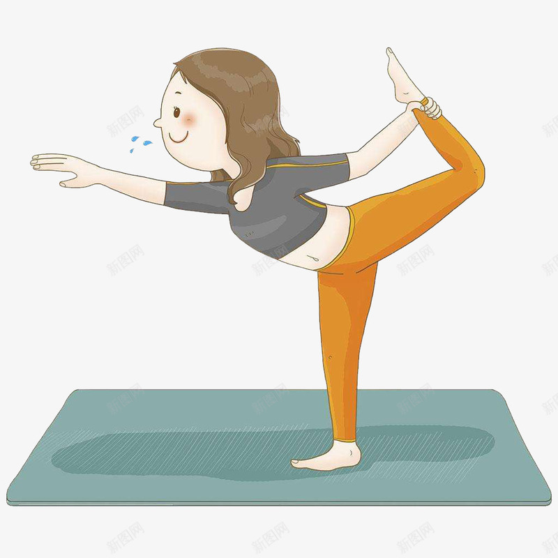瑜伽女士png免抠素材_88icon https://88icon.com 健康 健身 卡通手绘 卡通汗珠 瑜伽垫 装饰