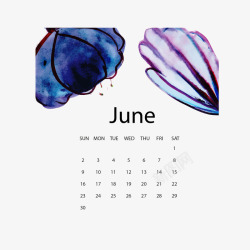 2019水彩植物6月年历矢量图素材