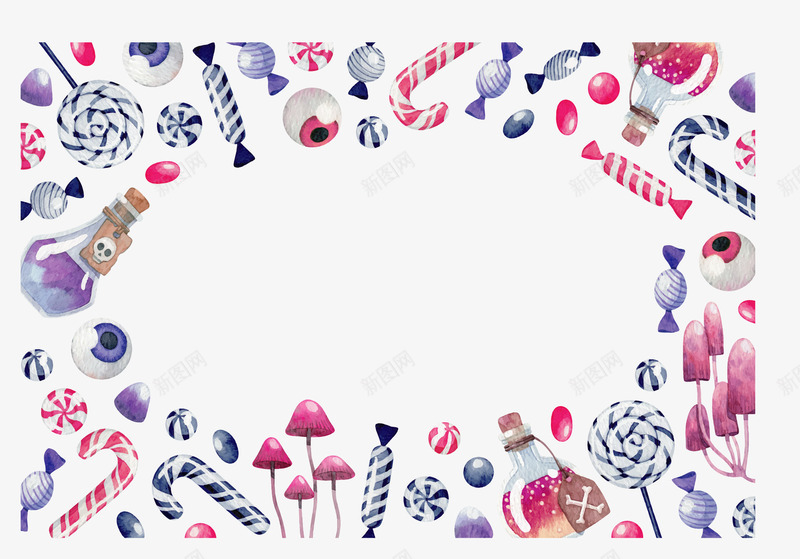 手绘风万圣节边框矢量图ai免抠素材_88icon https://88icon.com 万圣节 万圣节快乐 万圣节花纹 手绘风 水彩花纹 矢量png 矢量图