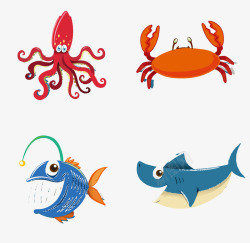 双鱼4款卡通海洋生物高清图片