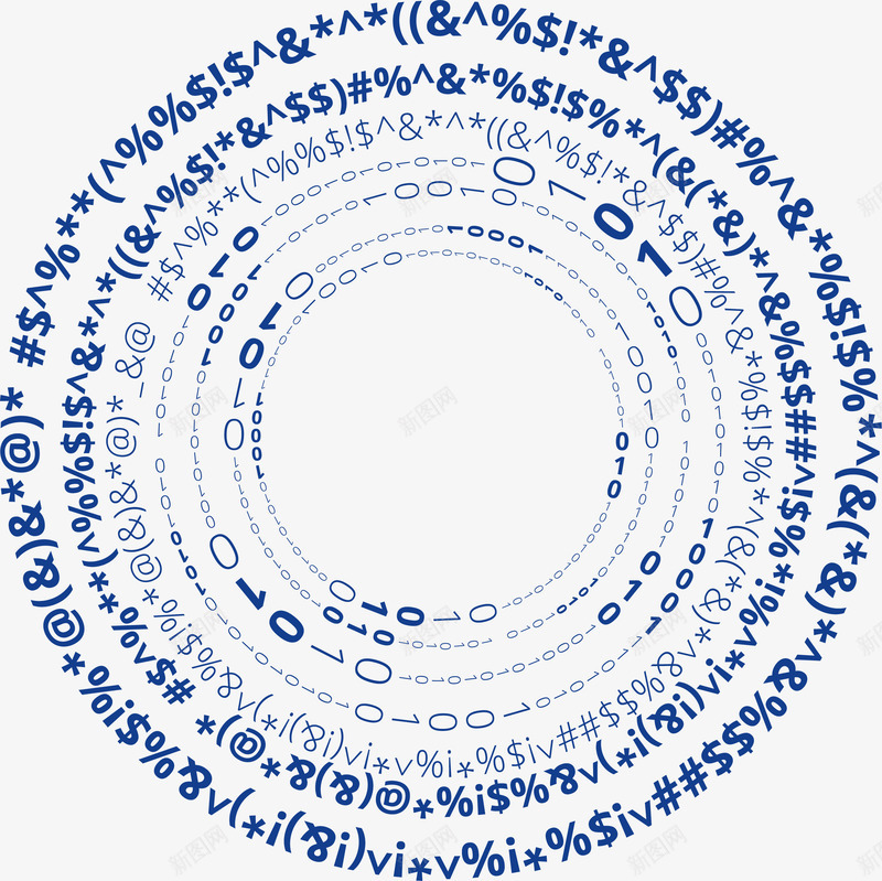 蓝色简约符号圆圈png免抠素材_88icon https://88icon.com 二进制 图案 圆圈 数字 数码 科技 符号 简约 蓝色 边框纹理