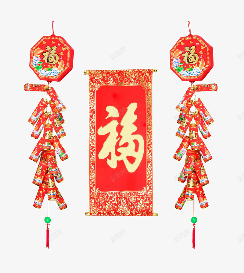 精美新年福字贴和鞭炮png免抠素材_88icon https://88icon.com 中国新年 主题春节 新年主题 春节 福字帖 节日 节日元素 节日装饰 鞭炮