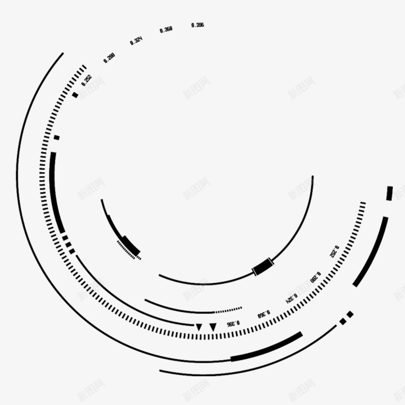 黑色科技仪表盘psd免抠素材_88icon https://88icon.com 仪表盘 圆圈刻度 数据 旋转 时钟刻度 科技感框 速度