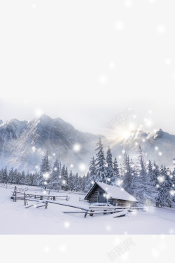 农历节气大寒下雪房屋背景高清图片