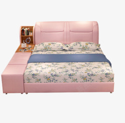 皮床榻榻米真皮床双人床储物床婚床软床高清图片