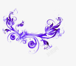 紫色精美手绘花纹精致素材
