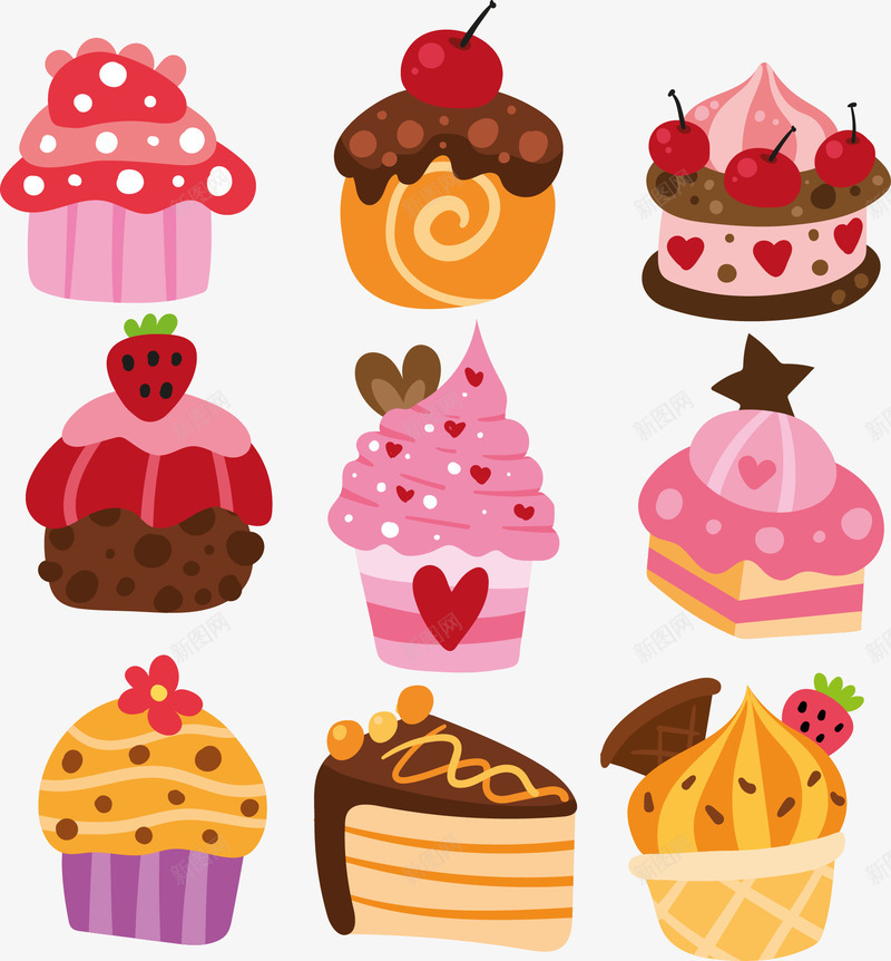 手绘甜品png免抠素材_88icon https://88icon.com 卡通 小蛋糕 手绘 甜品 甜品区 纸杯蛋糕