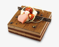 正方形蛋糕正方形草莓巧克力蛋糕高清图片
