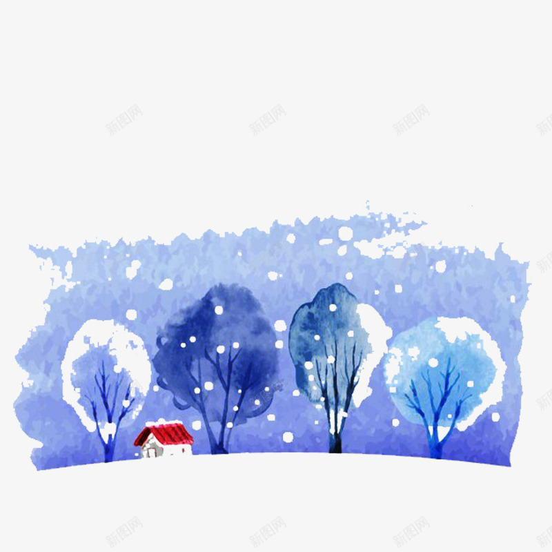 冬天的雪png免抠素材_88icon https://88icon.com 下雪 冬天 冬季 房屋 手绘 树木 植物 白色