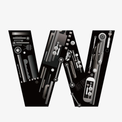 字母W机械创意字母W高清图片