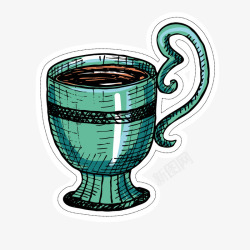 手绘咖啡甜品咖啡杯矢量图素材