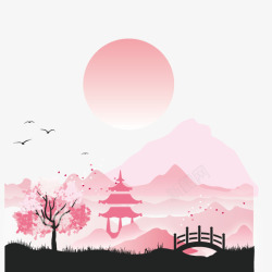 中国风背景淡粉色桃花矢量图素材