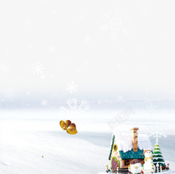 白色铃铛雪屋旁的雪人高清图片