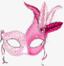 女士装饰面具粉色系羽毛装饰面具高清图片