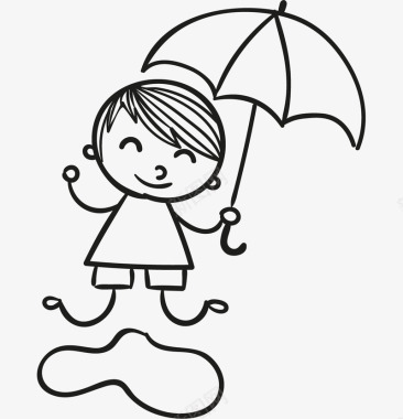 用雨伞简笔画小男孩图标图标