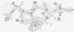 手绘花卉花纹精致矢量图素材