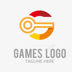 黄色锁头橙红色钥匙logo矢量图图标高清图片