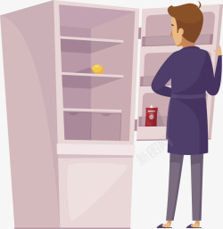 空冰箱PNG手绘男士打开冰箱矢量图高清图片