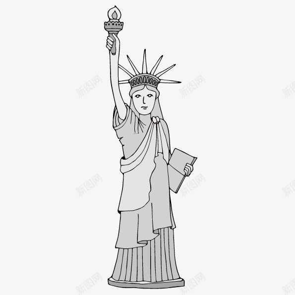 手绘自由女神像png免抠素材_88icon https://88icon.com 友谊象征 古希腊 纪念碑 美国纽约
