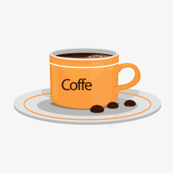 咖啡豆组合的杯子手绘黄色咖啡杯图矢量图高清图片