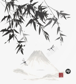 墨竹图案中国风水墨竹文化高清图片