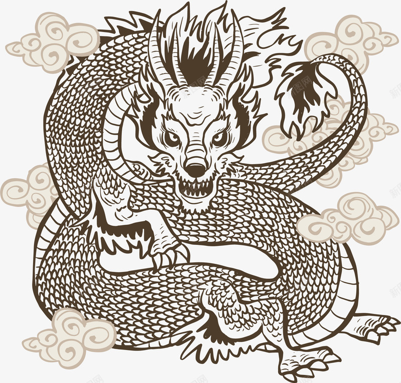 手绘端午中国风龙矢量图ai免抠素材_88icon https://88icon.com 中国风 中国龙 矢量png 祥云 端午节 端午龙 矢量图