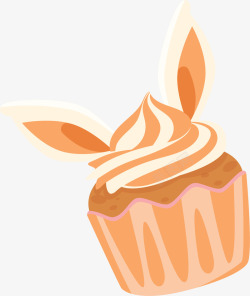 橘色可爱兔耳朵蛋糕矢量图素材