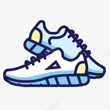 耳线蓝色手绘线稿运动鞋子元素图标图标