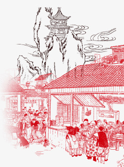 街道人物古代制茶作坊高清图片